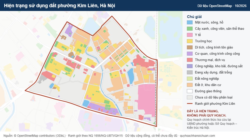 Hiện trạng sử dụng đất phường Kim Liên, Hà Nội (dữ liệu OpenStreetMap)