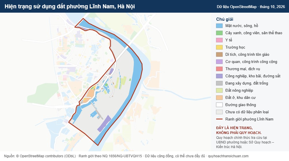 Hiện trạng sử dụng đất phường Lĩnh Nam, Hà Nội (dữ liệu OpenStreetMap)
