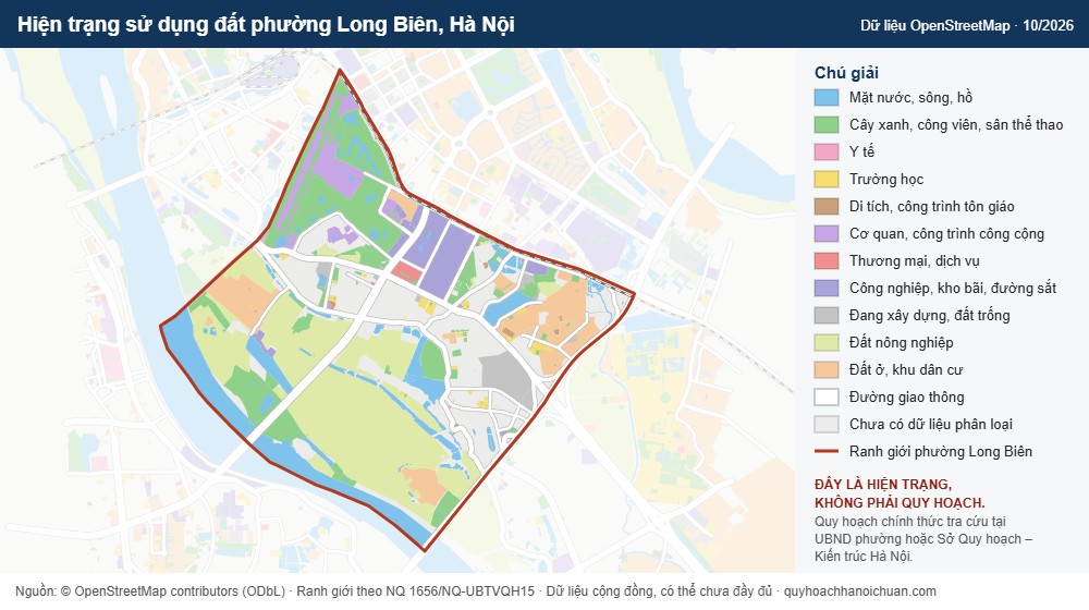 Hiện trạng sử dụng đất phường Long Biên, Hà Nội (dữ liệu OpenStreetMap)