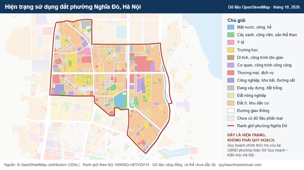 Hiện trạng sử dụng đất phường Nghĩa Đô, Hà Nội (dữ liệu OpenStreetMap)