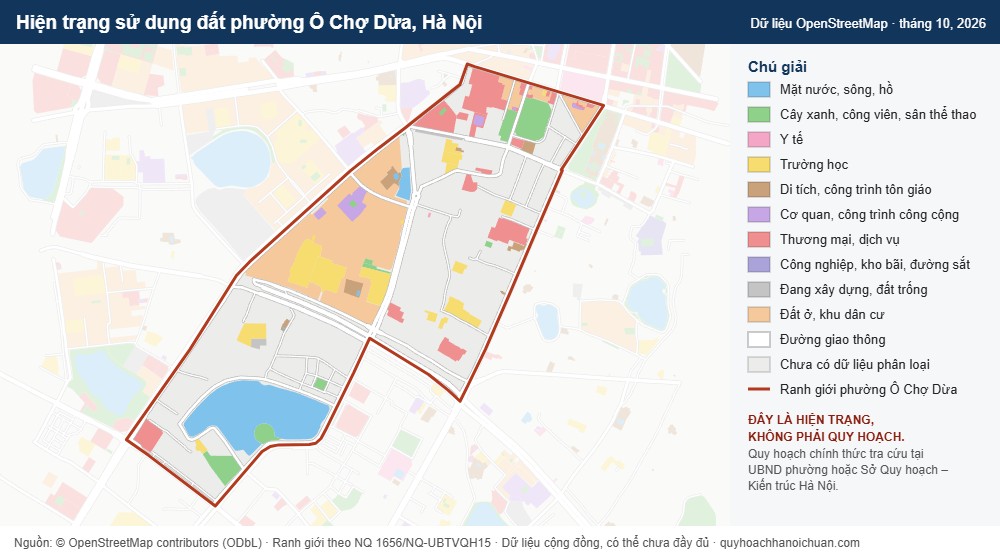 Hiện trạng sử dụng đất phường Ô Chợ Dừa, Hà Nội (dữ liệu OpenStreetMap)