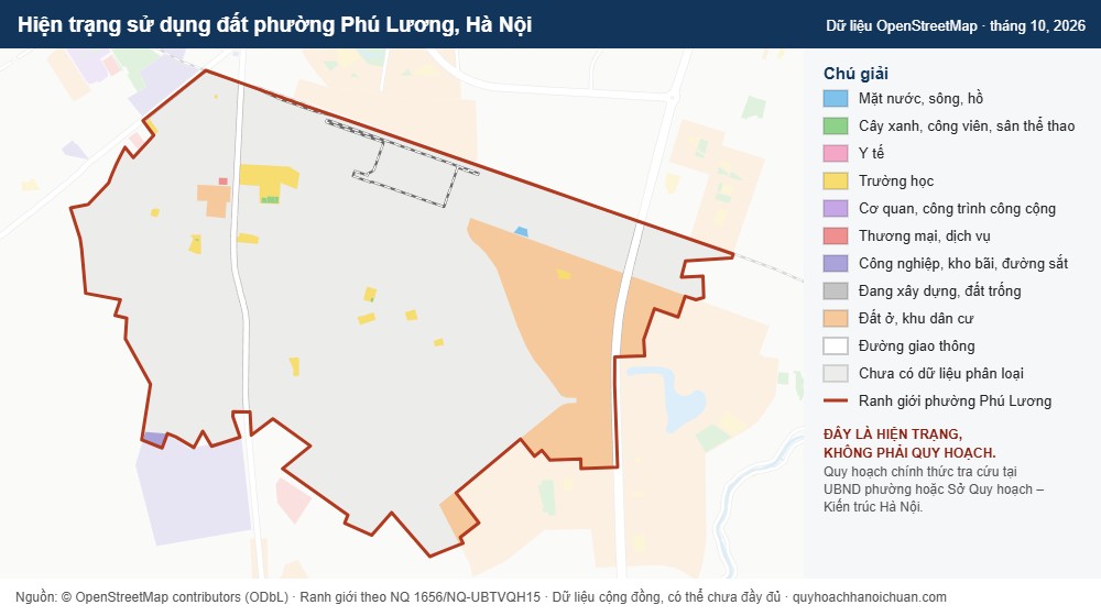 Hiện trạng sử dụng đất phường Phú Lương, Hà Nội (dữ liệu OpenStreetMap)