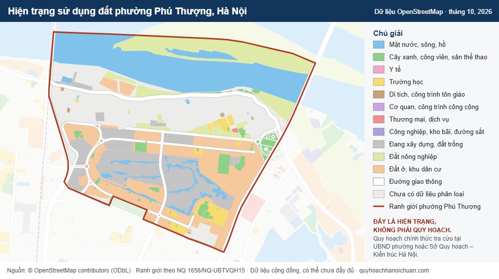 Hiện trạng sử dụng đất phường Phú Thượng, Hà Nội (dữ liệu OpenStreetMap)