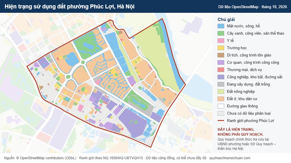 Hiện trạng sử dụng đất phường Phúc Lợi, Hà Nội (dữ liệu OpenStreetMap)