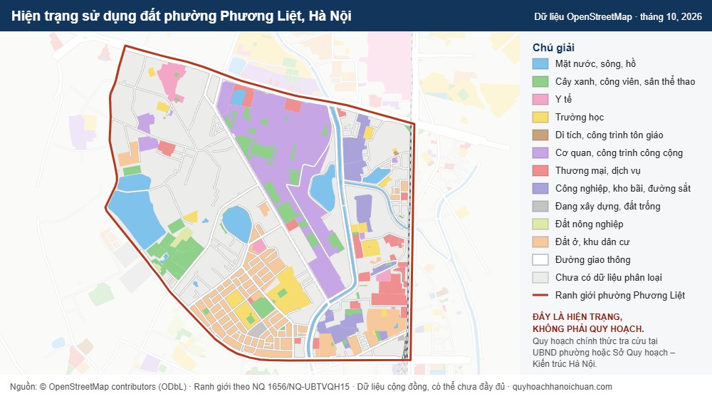 Hiện trạng sử dụng đất phường Phương Liệt, Hà Nội (dữ liệu OpenStreetMap)