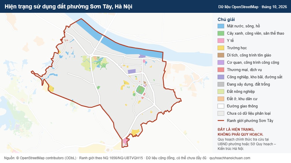 Hiện trạng sử dụng đất phường Sơn Tây, Hà Nội (dữ liệu OpenStreetMap)