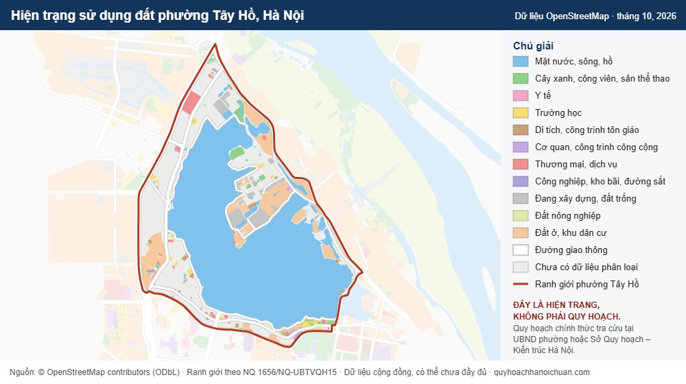 Hiện trạng sử dụng đất phường Tây Hồ, Hà Nội (dữ liệu OpenStreetMap)