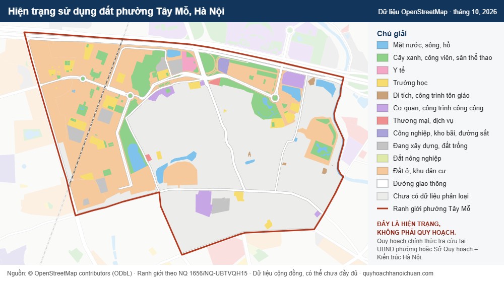 Hiện trạng sử dụng đất phường Tây Mỗ, Hà Nội (dữ liệu OpenStreetMap)