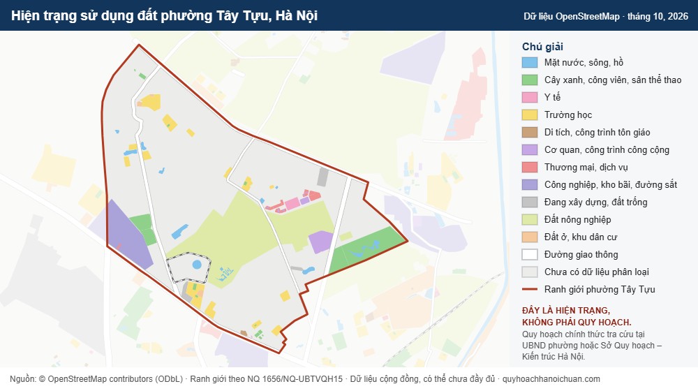 Hiện trạng sử dụng đất phường Tây Tựu, Hà Nội (dữ liệu OpenStreetMap)