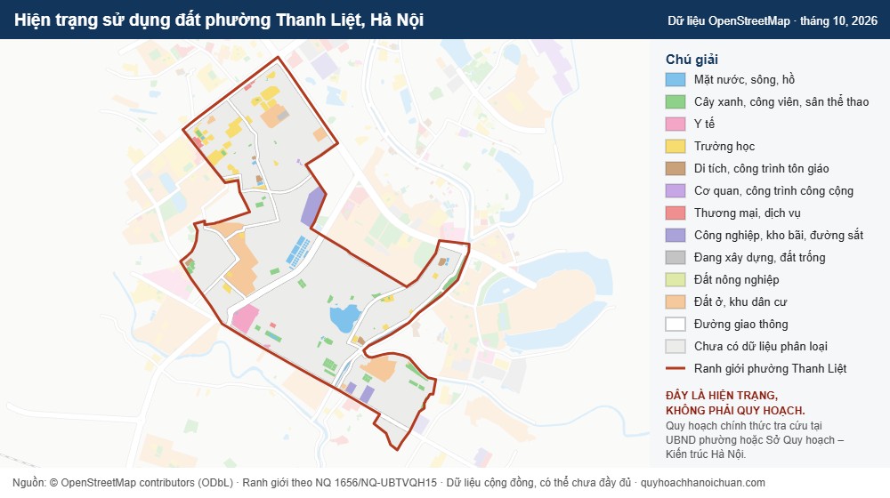 Hiện trạng sử dụng đất phường Thanh Liệt, Hà Nội (dữ liệu OpenStreetMap)