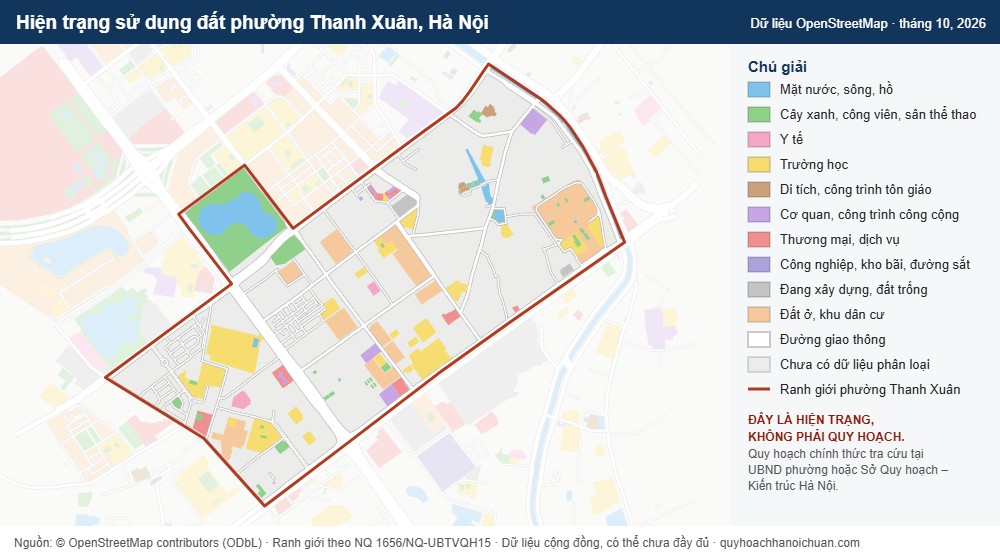 Hiện trạng sử dụng đất phường Thanh Xuân, Hà Nội (dữ liệu OpenStreetMap)