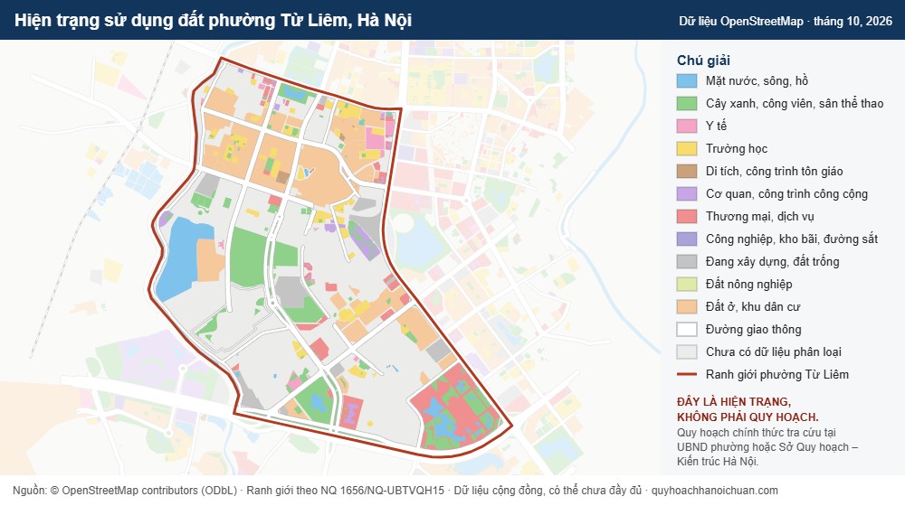 Hiện trạng sử dụng đất phường Từ Liêm, Hà Nội (dữ liệu OpenStreetMap)