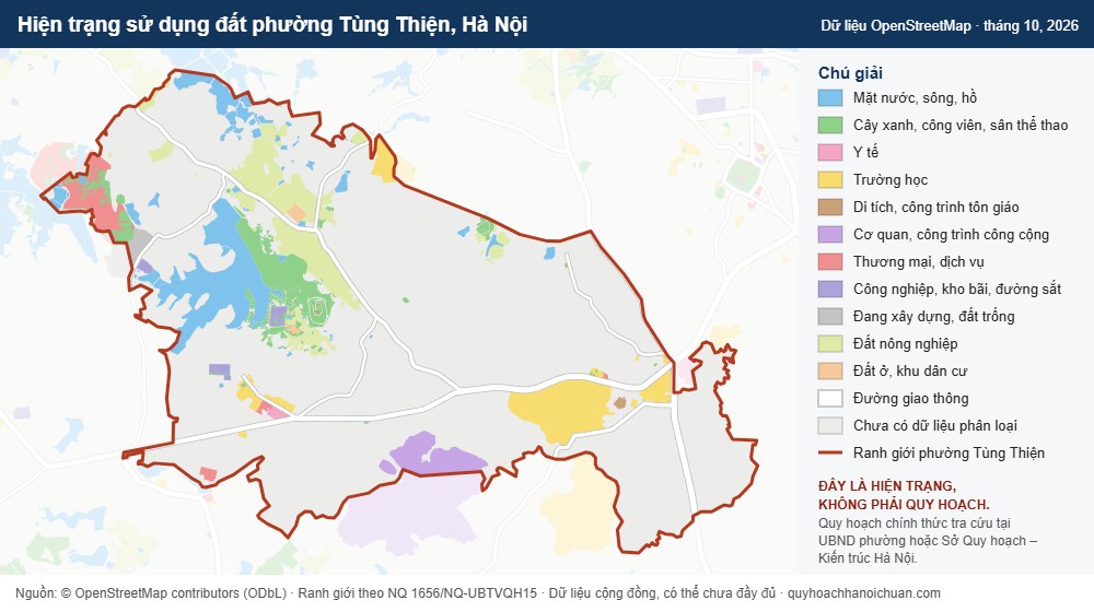 Hiện trạng sử dụng đất phường Tùng Thiện, Hà Nội (dữ liệu OpenStreetMap)