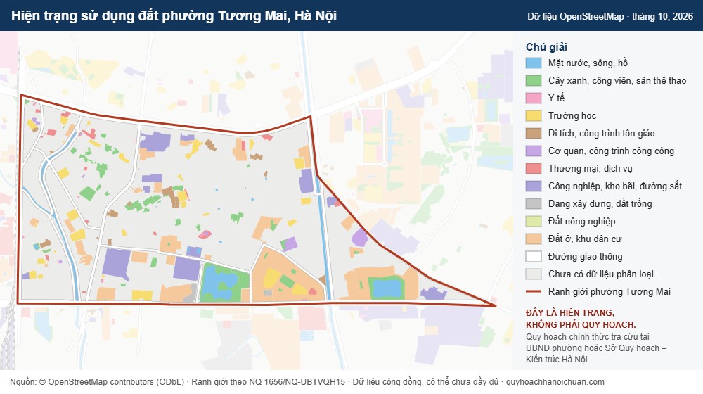 Hiện trạng sử dụng đất phường Tương Mai, Hà Nội (dữ liệu OpenStreetMap)