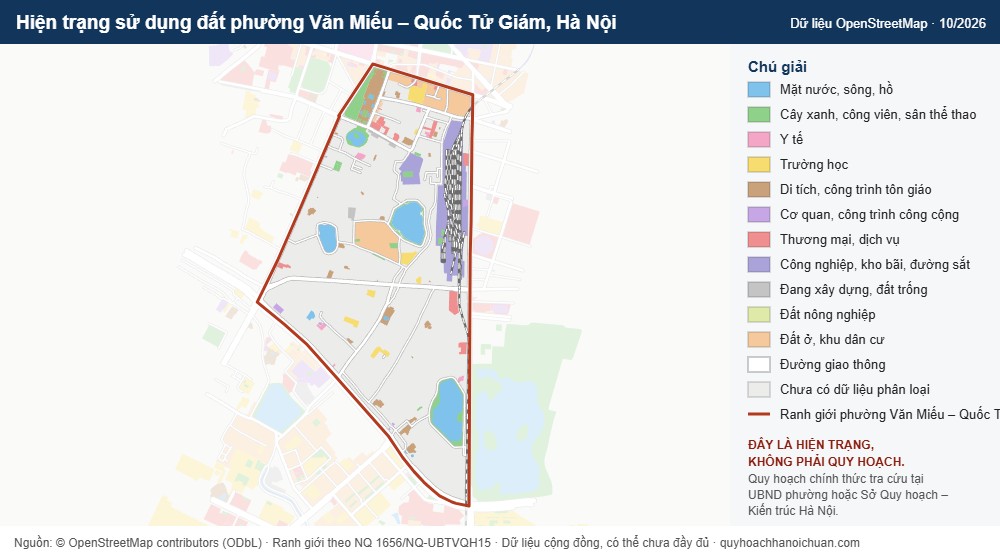 Hiện trạng sử dụng đất phường Văn Miếu – Quốc Tử Giám, Hà Nội (dữ liệu OpenStreetMap)