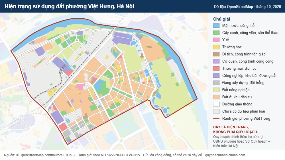 Hiện trạng sử dụng đất phường Việt Hưng, Hà Nội (dữ liệu OpenStreetMap)