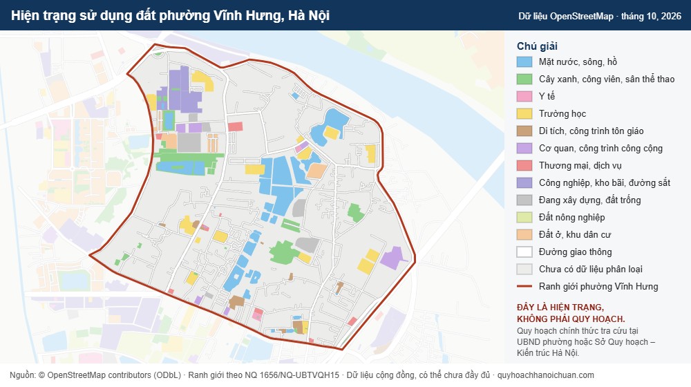 Hiện trạng sử dụng đất phường Vĩnh Hưng, Hà Nội (dữ liệu OpenStreetMap)