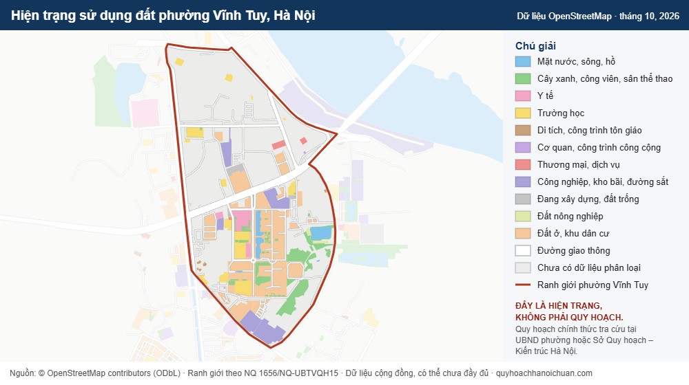 Hiện trạng sử dụng đất phường Vĩnh Tuy, Hà Nội (dữ liệu OpenStreetMap)