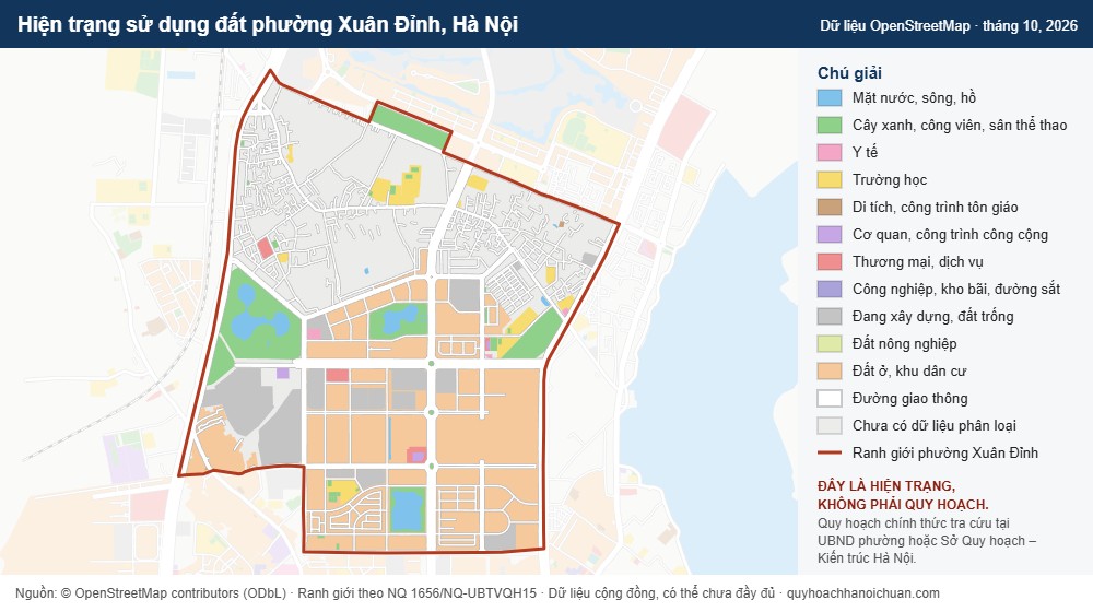 Hiện trạng sử dụng đất phường Xuân Đỉnh, Hà Nội (dữ liệu OpenStreetMap)