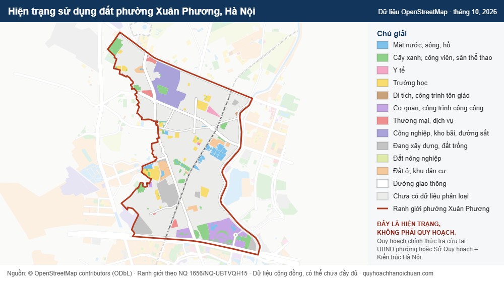 Hiện trạng sử dụng đất phường Xuân Phương, Hà Nội (dữ liệu OpenStreetMap)