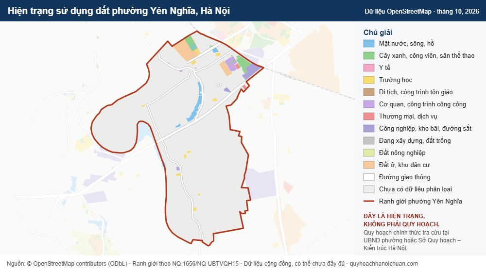 Hiện trạng sử dụng đất phường Yên Nghĩa, Hà Nội (dữ liệu OpenStreetMap)