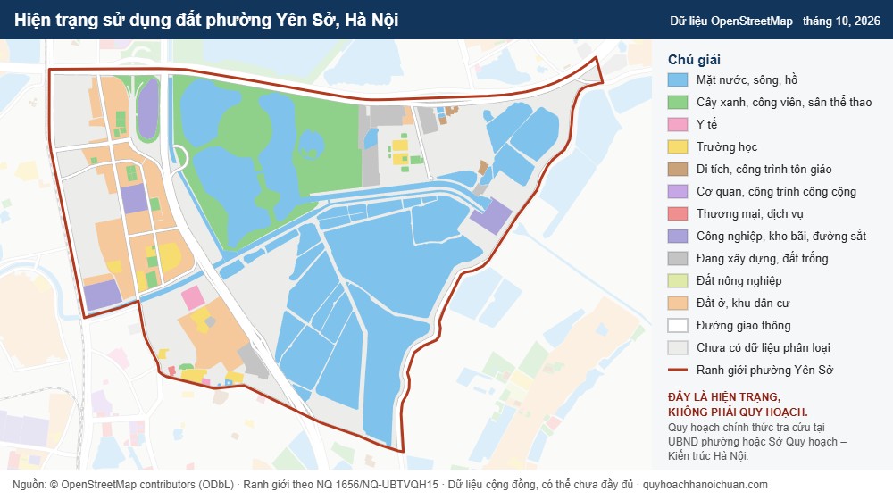 Hiện trạng sử dụng đất phường Yên Sở, Hà Nội (dữ liệu OpenStreetMap)