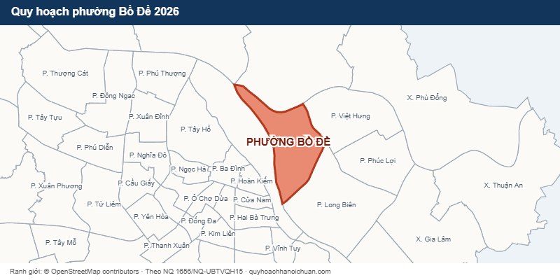 Quy hoạch phường Bồ Đề 2026 - bản đồ ranh giới